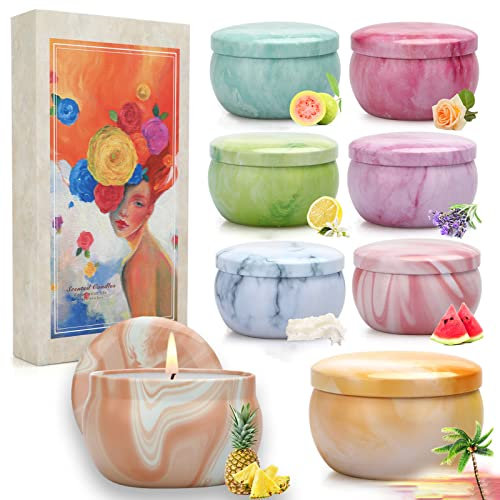 Scented Candles Gifts for Women, 8 Pack Natural Soy Aromatherapy Candle, 480g Burn Time 160-200 Hours Portable Tin Candle, Gift Sets for her, Couples, Birthday Party, Wedding, Mother's Day Presents
