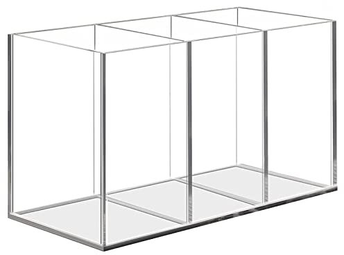 Uquelic Acryl Stifthalter - Klarer Bleistifthalter Schreibtisch Organizer Make-Up Pinselhalter Stifttopf Organizer für Büro, Schule, Haushaltsbedarf (16,8×7,6×9,5 CM)