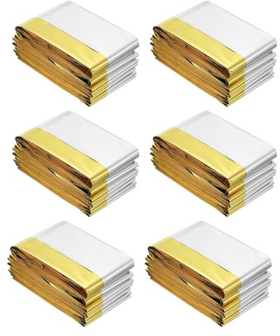 PATIKIL High Reflective Plant Film 51 x 83 Inch, 6 Pack Garden Greenhouse Covering Foil Sheets for Plant Growth First Aid Outdoor Survival Emergency, Gold Silver