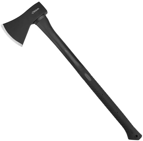 Hitdudu Splitting Axe, 27 Camping Chopping Hatchet for Firewood Splitting, Forged Carbon Steel Heavy Duty Maul, Fiberglass Shock Reduction Handle with Anti-Slip Rubber Grip