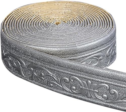NIBESSER Bordüre Selbstklebend 10m x 8cm x 4mm 3D Ranken Symmetrisches Muster Wandbordüre Tapetenbordüre Anti-Kollisions Fliesen Aufkleber Dekoration Wohnzimmer