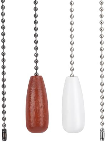 2pcs Rallonge Chaîne de Traction Ventilateur, 32,2cm Blanc et Marron Rallonge de Chaîne de Traction pour Lumière Boules Perlées pour Ventilateur de Plafond Lumière Décoration de Lampe