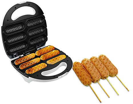 Corn Dog Maker, Corn Dog Waffel Maker, Non Stick Corn Dog Dog Maschine Machen 6 Mais Hunde, Mais Hund Waffel Maschine Machen Mais Hund in Minuten, Hot Dog Toaster (EU-Stecker