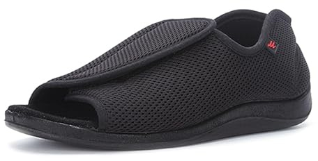 sekiueo Zapatillas Hombre Zapatos para Diabéticos Ajustables Sandalias para Caminar con Punta Abierta Extra Ancha para Pies Hinchados Y Edemas,Negro,38 EU