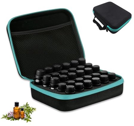 GIDWRIY 30 Trous Boite Rangement Huiles Essentielles 5 ML/10 ML/15 ML,Trousse Huile Essentielle Voyage,Coffret Aromathérapie Rangement Portable,Sac de Transport pour Huile Essentielle Support
