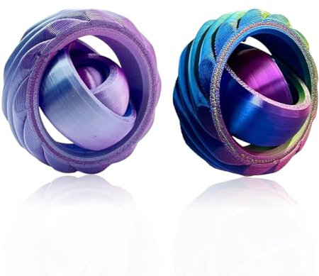 VEOIRXU 2 Pièces Finger Hand Spinner Jouet, Fidget Spinner Jouet, Sensoriel Fidget Toys, Jouet Anti-Stress Imprimé en 3D, Anti Stress Fidget Toys, pour Adultes Enfants (Arc-en-ciel et violet)