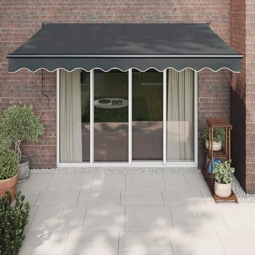 IKAYAA Toldo Motorizado 3.5 x 2.5 m, Toldo Eléctrico Retráctil,Toldo Articulado Eléctrico con Mando a Distancia, Toldo Brazo Extensible para Terraza, Jardín, Gris Antracita (Estructura Gris)