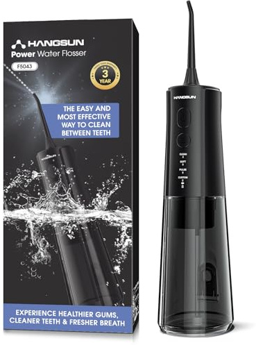 Hangsun Water Flosser for Teeth Cordless Oral Irrigator - 4 Modes 300ML Rechargeable IPX7 Waterproof for Braces, Sensitive Gums, Home & Travel Use