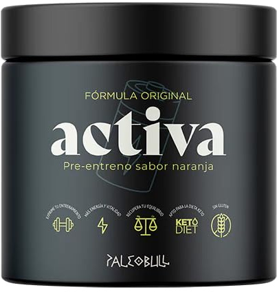 Activa Pre‑Entreno sin Cafeína Paleobull 225 g | Citrulina, Beta Alanina, Remolacha y Taurina | Energía y Pump Natural, Sabor Naranja