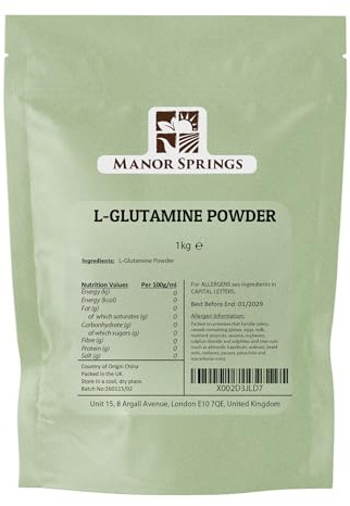 Pure L-Glutamine Powder 1kg – Premium Amino Acid Supplement for Muscle Recovery & Gut Health – Unflavoured, Vegan Friendly – by Manor Springs