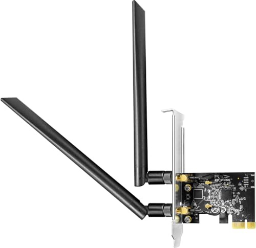 Cudy AC1300 - Adattatore wireless Dual-Band PCIe WiFi per PC, 1300 Mbps WiFi a 5 velocità, 5 GHz/2,4 GHz, 2 antenne staccabili, compatibile con Windows 11/10, include staffe standard e a basso profilo