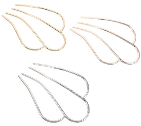 SOESFOUFU Forcine per Chioma da Donna in Metallo a Forma di U 3 Pezzi Pettini Laterali Stile Francese in Rose Gold Oro e Argento Accessori per Acconciature Eleganti e Raccolti Quotidiani