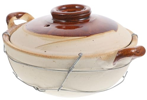 Housoutil Cazuela de Barro para Guisar 0,5l con Mango Único, Olla Casera Pequeña para Cocina Doméstica, Resistente a Altas Temperaturas, Adecuado para Arroz y Guisos Estilo Estilo Aleatorio