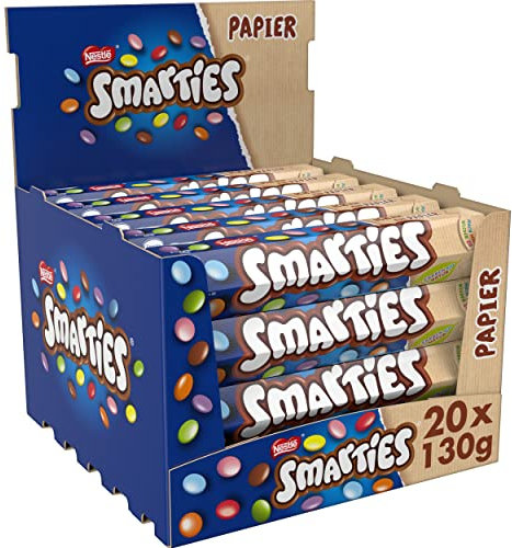 Nestlé SMARTIES Riesenrolle, bunte Schokolinsen, Hexagonrolle, 20er Pack (20 x 130g)