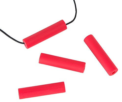 Chewigem - Multipurpose Chewable Necklace & Stimming Aid with 3 Spares - Smooth, Robust, Discreet Design for Anxiety Reduction & Improved Focus - Ideal for Sensory Processing Difficulties, Autism, ADHD, Oral Motor or Teething Needs. (Red Chubes Necklace)