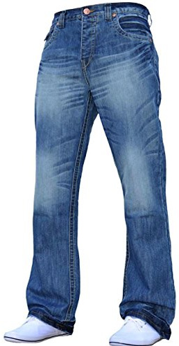 APT Män basic blå passform tossor brett ben utsvängda arbete lediga jeans plus storlekar finns i 3 färger