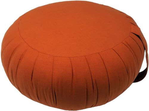 GURU SHOP Rundes Einfarbiges Meditationskissen, Yoga Kissen, Yogakissen, Sitzkissen, Bodenkissen, Dekokissen - Orange, 20x35x35 cm