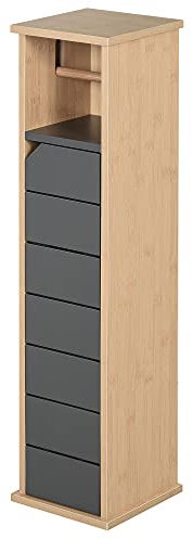 HOMCOM Support Papier Toilette - Porte-Papier Toilette - Armoire pour Papier Toilette - 2 Niveaux + Sortie Papier MDF Gris Bambou