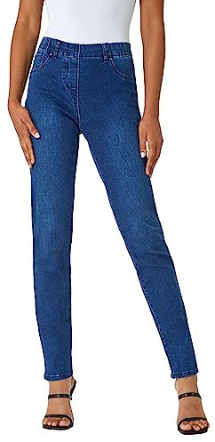 Roman Originals Jeggings for Women UK Jean Ladies Stretchy Trousers Denim Leggings High Waist Rise Pull On Skinny Straight Leg Cotton Pants Smart Casual - Mid Blue (31 inch) - Size 20