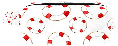 Red Lifebuoy Portable Cosmetic Bag for Women Girls, Soft Sponge Toiletry Travel Bag with Handle and Zipper, Portable Square Make Up Case