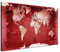 Lana KK® - Premium Weltkarte Pinnwand, Red Deutsch, Leinwand zum Pinnen der Reiseziele als Wandbild - Reisewelt Karte rot 80x60 cm