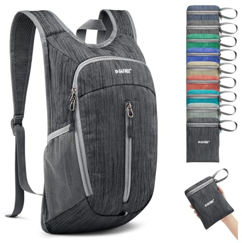 G4Free liten 10 l vandringsryggsäck lätt vikbar ryggsäck vardaglig resa dagväska mini unisex väska, Svart, S