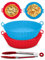 Round 6L (20.5cm) Silicone Air Fryer Liner, Reusable 3pcs Non-Stick Heat Resistant Tray, Complimentary Kitchen Tongs