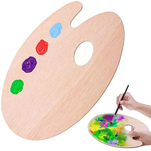Palette de Peinture,Classique Palettes en Bois avec Trou,Légère et Lisse Palette Peinture,Palette de Peinture Ovale,Palette d'artiste,Pour acrylique,Aquarelle,Peinture à l'huile,20x30cm,2pcs