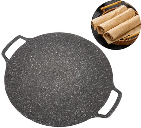 Parrilla antiadherente para barbacoa coreana, placa de barbacoa, sartén antiadherente, sartén para parrilla redonda antiadherente, sartén para parrilla de cocina coreana, sartén circular (33 cm