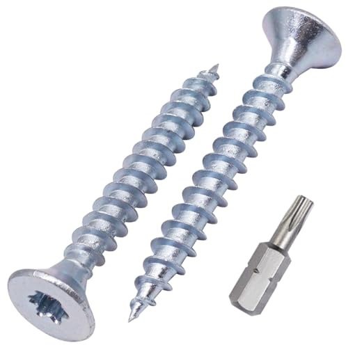 SKIR'CO (50 pièces) Vis à bois en acier zingué 5,0 x 40 mm, tête Torx, tête fraisée, vis pour panneaux d'aggloméré, entièrement filetées