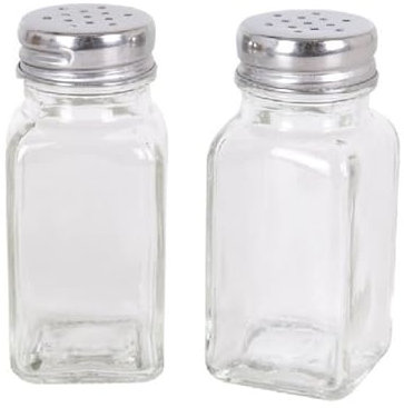 PARENCE.- Set di saliere e pepiere tradizionali - 8,5x4,5x10cm - Set di 2 contenitori classici per sale e pepe - trasparente, cucina, casa