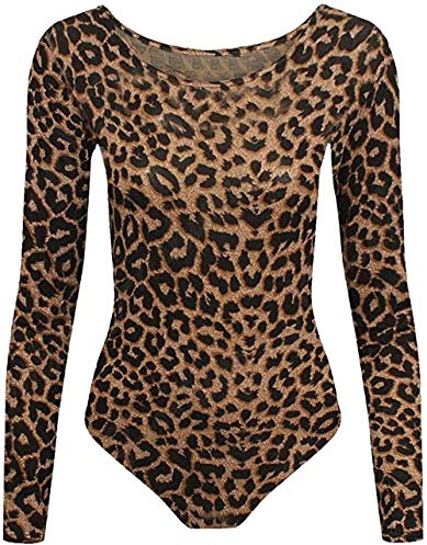 ANZEE Girl's Leotard Multi & Army Print Long Sleeve Gymnastic Leotard Stretch Microfiber Dance Bodysuit Top For Trendy Kids (Brwn-9-10)