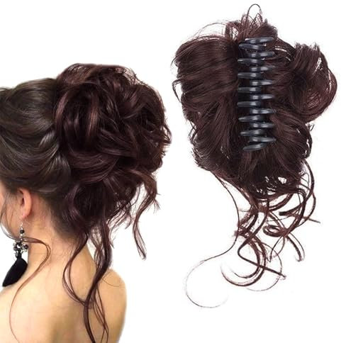 Liwein Haarteil Hair Extensions Dutt Haarteil,Haarteile Echthaar,Synthetik Messy Bun Haar Scrunchies Haardutt Haarteile Duttkissen,Haargummi mit Haaren für Damen haarteile echthaar(Dunkelbraun)