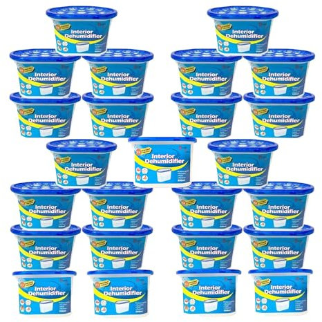 Bargain Factory Dehumidifier 500ml Pack of 25 Condensation Remover Moisture Absorber Dehumidifiers for Damp, Mould, Moisture in Home, Kitchen, Bedroom, Caravan, Office, Garage, Bathroom, Basement