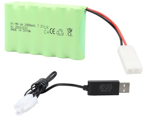 MXJFYY 7,2 V 2 400 mAh NI-MH uppladdningsbart batteri med KET-kontakt, AA RC-batteri för fjärrstyrd lastbil, bygglastbil, dumpa lastbilar och klätterfordon