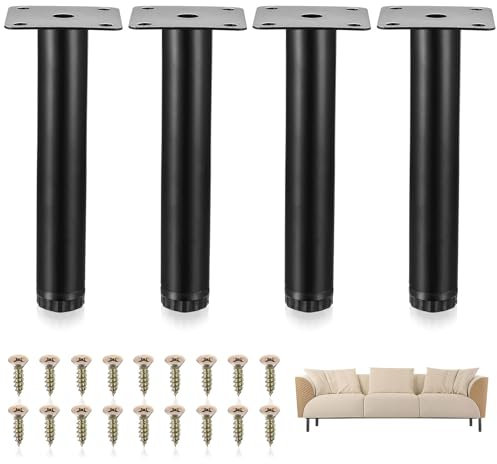 4 Stk 15cm Möbelfüße Verstellbare Möbelfüsse Höhenverstellbare 0-15cm, Möbelfuss Schrankfüße Möbelfüße Schwarz, Möbelbeine Schrankfüsse für Schränke Kommoden Couch Sofa Füße Küchenschrank Füße