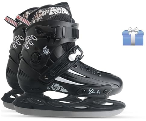 Profi-Schlittschuhe für Damen und Herren für Eislaufbahnen,Jugend Eishockey Schlittschuhe Komfortabel und Warm,Eislaufschuhe mit Schnellschnürsystem & Push-Lock-Schnalle für Sicheren Halt