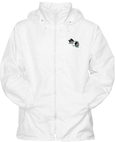 Stylo Online Men's Waterproof Bowling Jacket – White Fleece-Lined Lawn Bowls Coat, Windproof Zip-Up with Detachable Hood- Elasticated Cuffs & Zip Pockets Bowling Outerwear