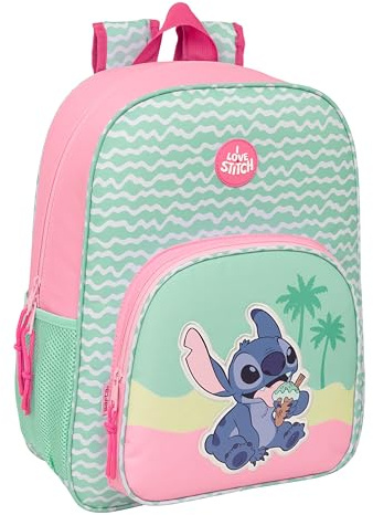 STITCH ICE CREAM - Mochila Escolar Niño, Mochila Niño, Mochila Infantil, Adaptable a Carro, Ideal para Niños en Edad Escolar, Cómoda y Versátil, Calidad y Resistencia, 33x14x42 cm