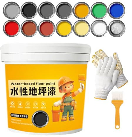 XzhixiangKing Vernice epossidica impermeabile per pavimenti, ad asciugatura rapida, antiscivolo, a base d'acqua, per interni ed esterni (nero, 2 pezzi)