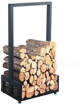Almacenamiento de leña al aire libre, Estante for leña al aire libre for almacenamiento de leña, estante de madera de almacenamiento de gran capacidad de metal multifuncional extraíble adecuado for al