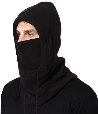 Cagoule en Polaire Thermique Coupe-Vent, Masque de Ski Balaclava pour Homme Femme pour Les Sports de Plein Air d'hiver, Noir