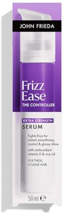 John Frieda Frizz Ease The Controller Sérum Extra Fuerte | Control Intensivo del Encrespamiento | Alisa al Instante y Aporta Brillo | Con Vitamina E y Aceite de Arroz | Cabello Rebelde | 50 ml