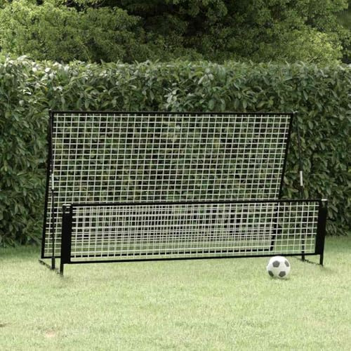 Ordellia 2 i 1 Rebounder och fotbollsmål 202 x 104 x 120 cm stål, grindnät och målvägg med träningsnät, trädgårdsgrind för skoträning, bollfångst och uppbyggnad i trädgården