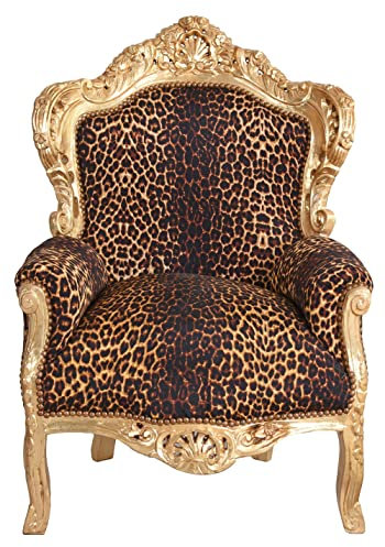 Polstersessel Leopard-Optik Sessel Gold gepolstert Holz cat588a16 Palazzo Exklusiv