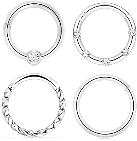 Crdifu 2/3/4 Stk. Nasenring Clicker 8mm Edelstahl Segment Tragus Lippe Helix Nase Piercing Ring