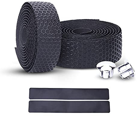 PLATT Fahrrad Lenkerbänder überlegene atmungsaktive Hexagon rutschfest Hoherwertig Lenkerband mit Endkappen für Rennrad Mountainbike Citybike (2 STüCKE Pro Satz)