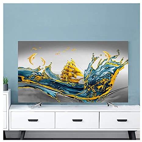 Uvency Hanging Desktop Curved Screen Universal Tv Cover Dust Cover Cloth Indoor Cover Type Tv Screen Protector Bedroom Living Room Decoration Television/A438/70In