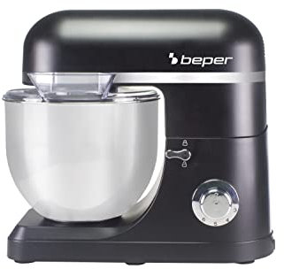 BEPER P102SBA550 Impastatrice Planetaria professionale 7 litri, Potenza 1500W, 6 Velocità e Funzione Pulse - Frusta, Paraschizzi e Doppio Gancio Inclusi