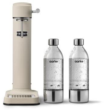 Aarke Carbonator 3, Wassersprudler aus Edelstahl mit 2 x BPA-frei Flaschen, Sand Finish